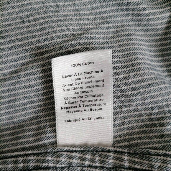 Talbots Petite Jean Jacket Blue White Railroad Thin Pinstripe Denim Collar Large - Picture 6 of 12